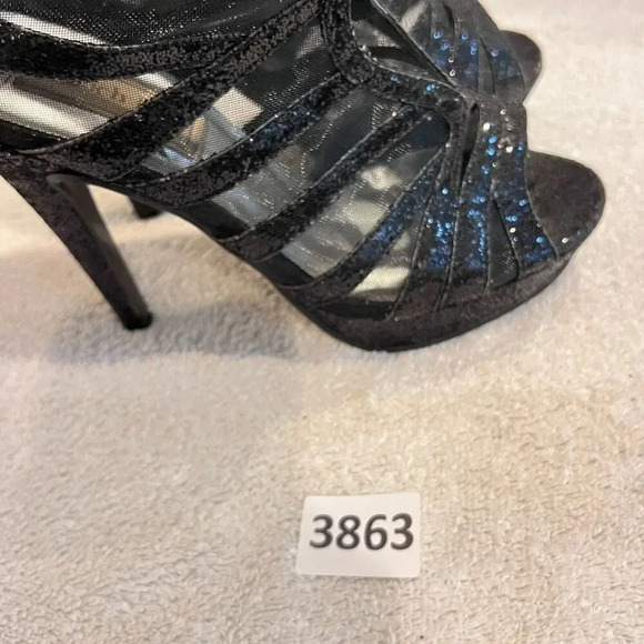 Touch Ups Womens Black Strappy Platform Heels Open Toe Sz 7M Back Zip Sandals - Picture 14 of 14